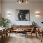 modern dining room with table and decor