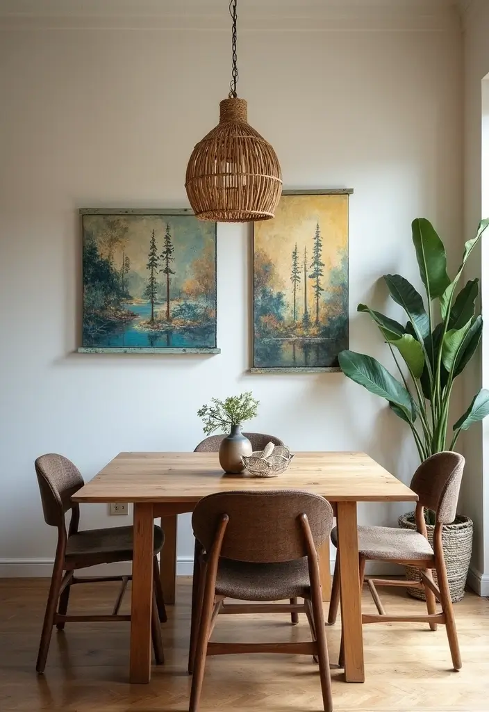 nature-inspired wall art with wooden frames