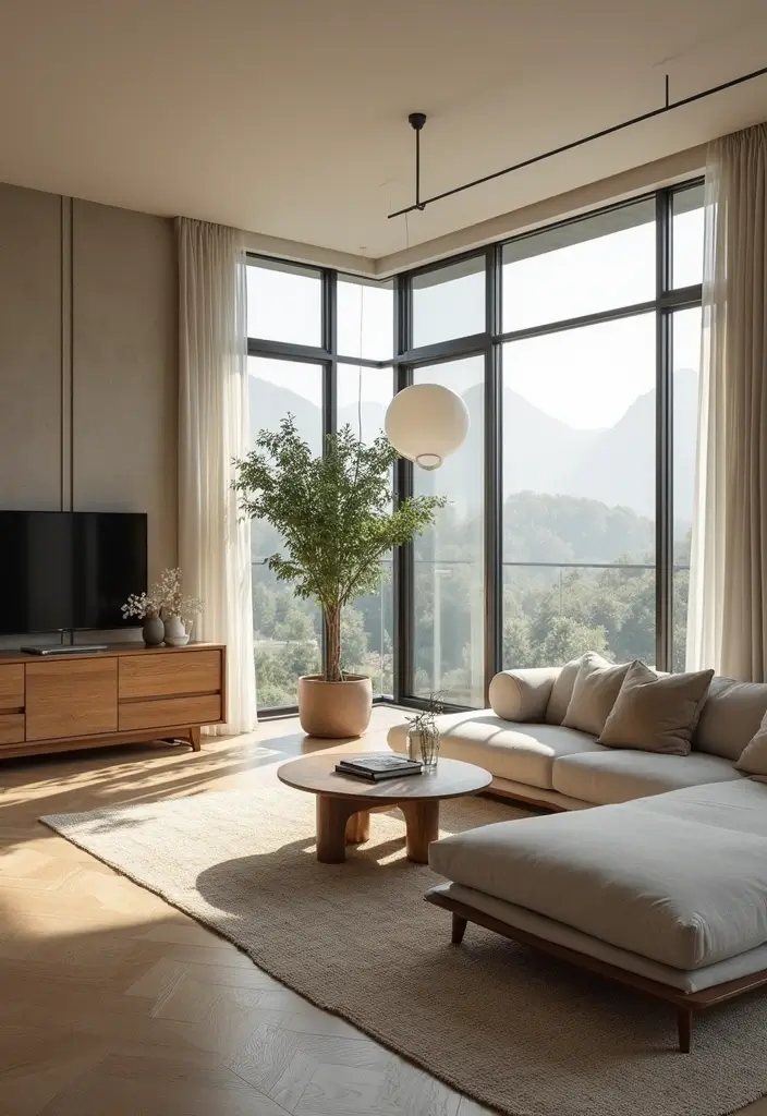 open living room with dining area and soft rug