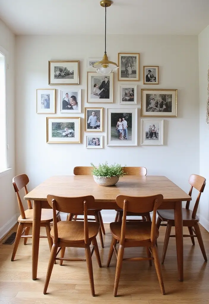 photo frames on dining room wall