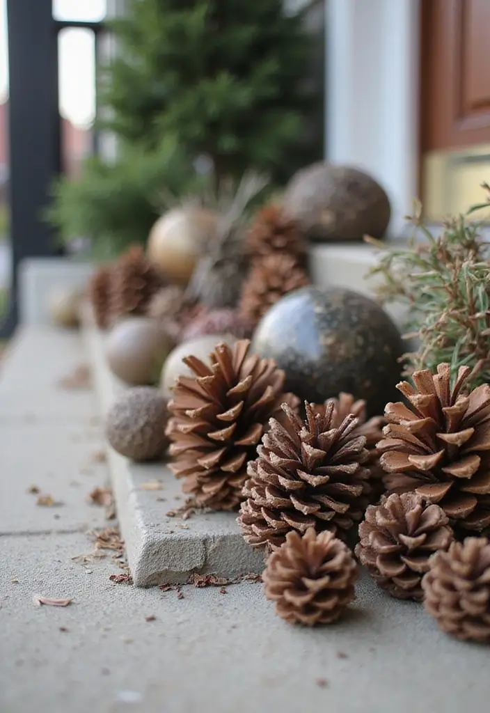 pinecones in decorative bowl