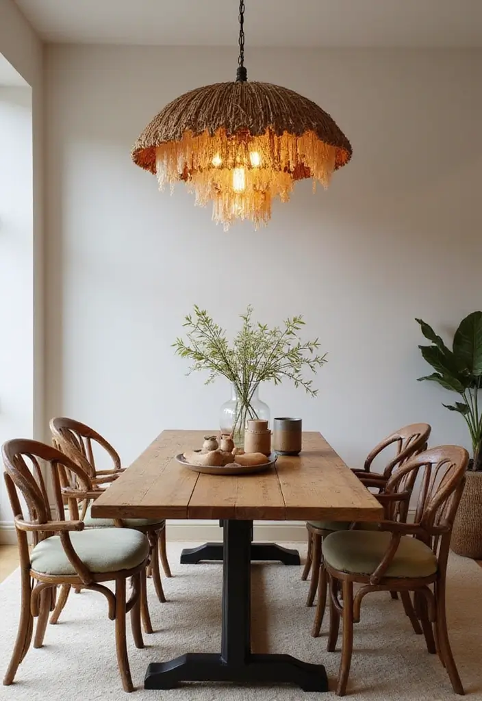 rattan pendant light above table