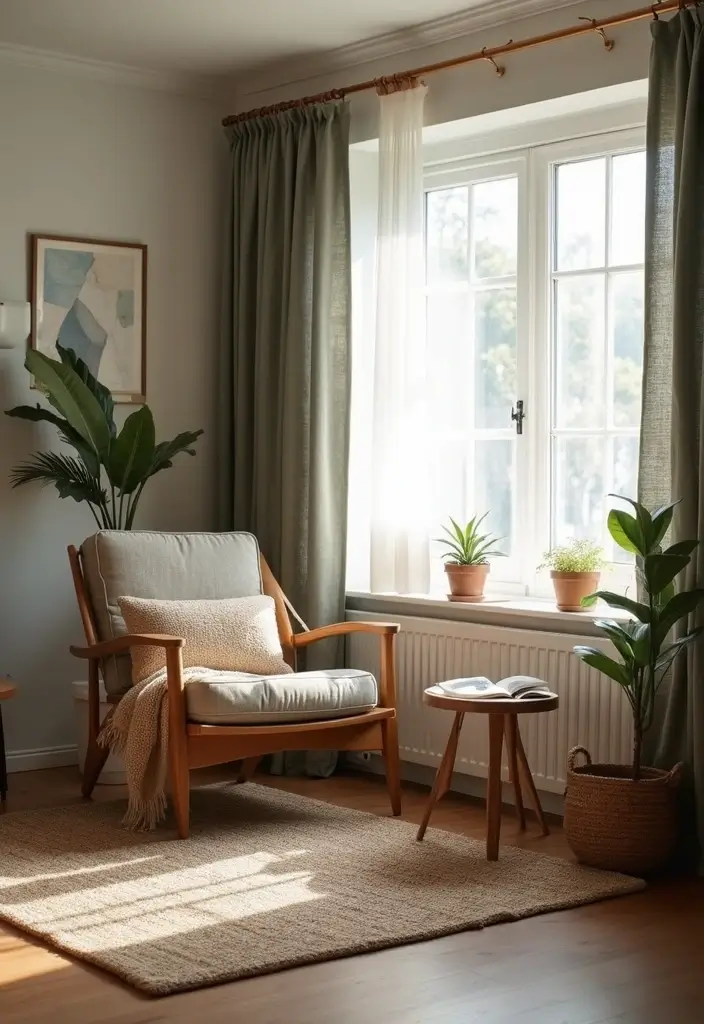 reading nook with chair and warm throw