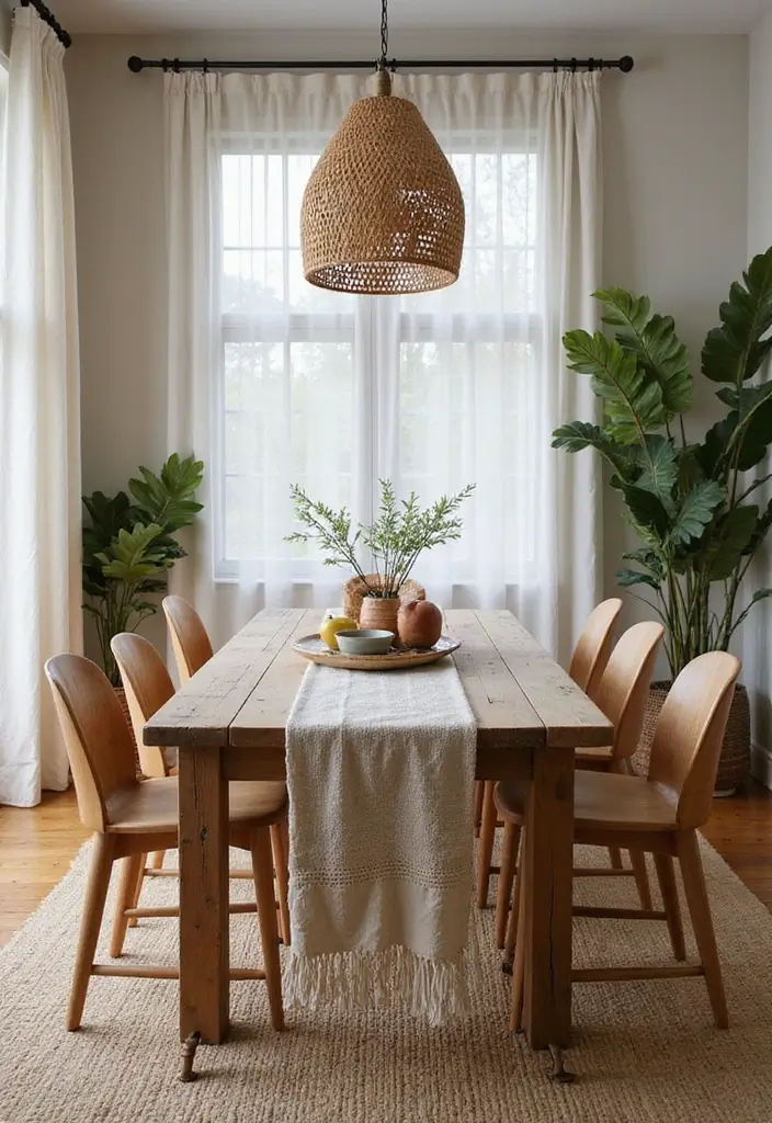 reclaimed wood table with linen