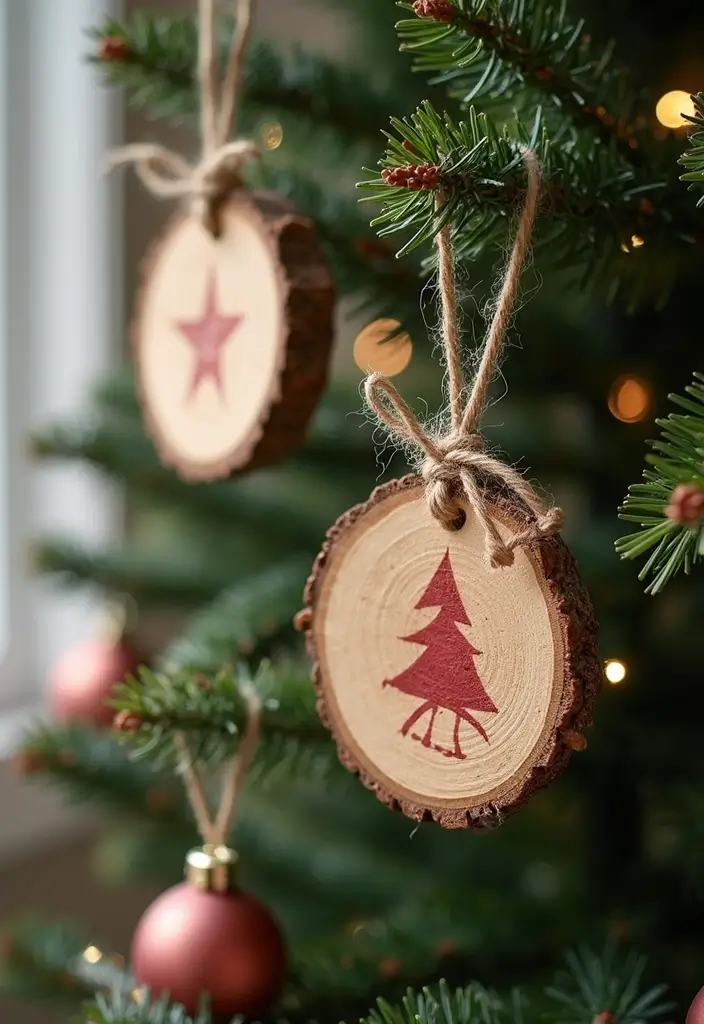 rustic wood slice ornaments