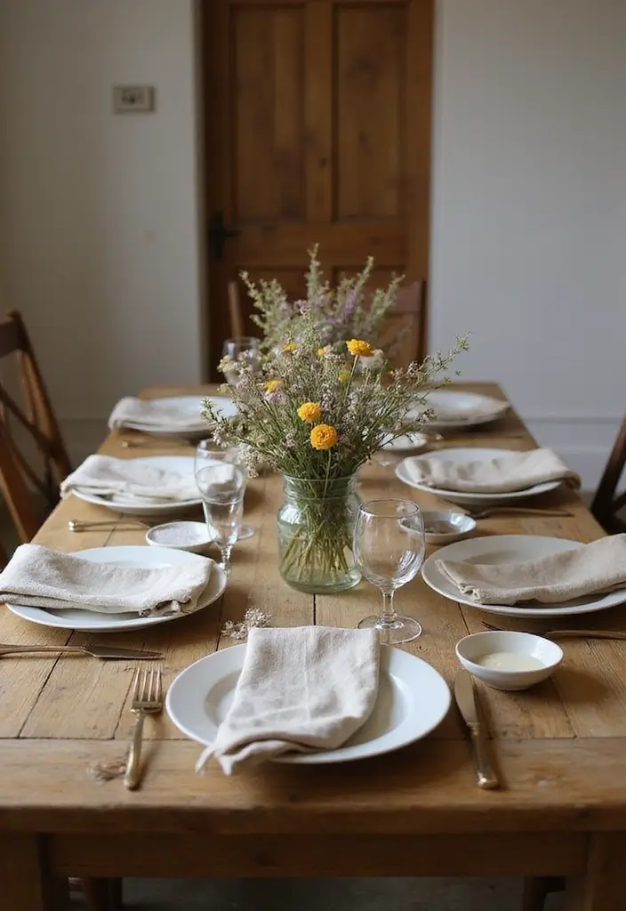 rustic wooden dining table with natural grain
