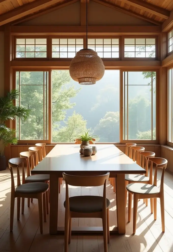 serene japandi dining room with minimalist decor