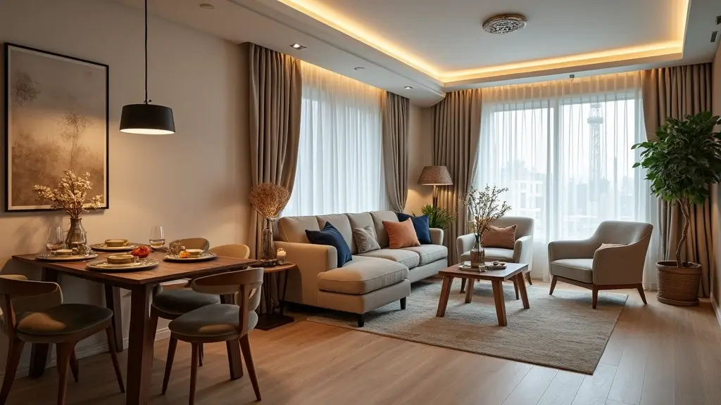 small living room with dining area