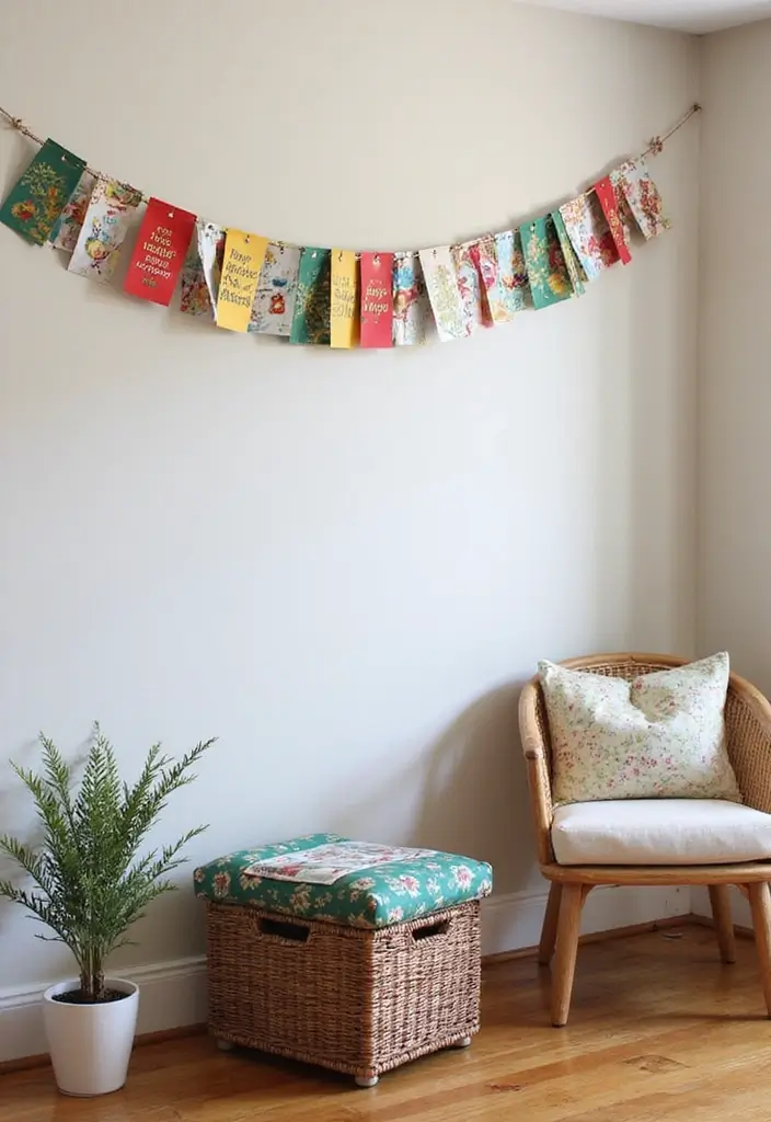 upcycled christmas card garland
