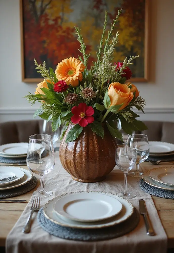vase and candles on dining table