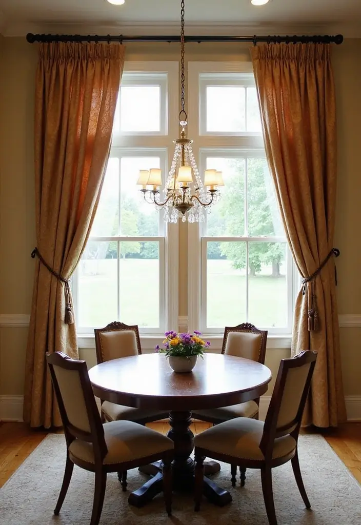 velvet drapes in dining room