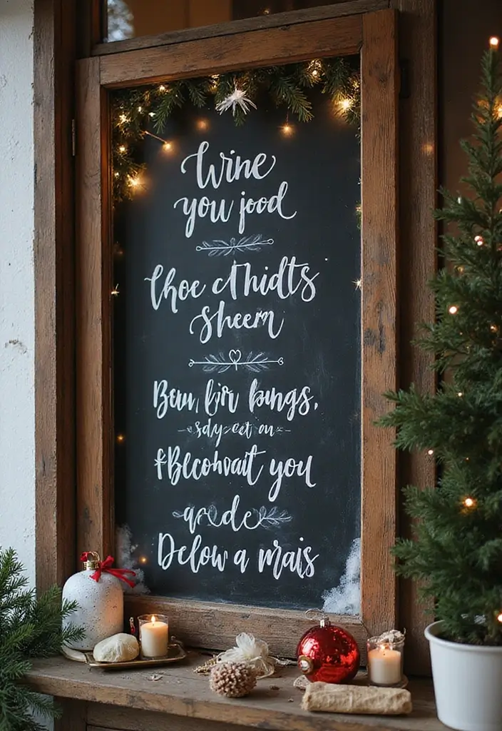 window with festive quote display