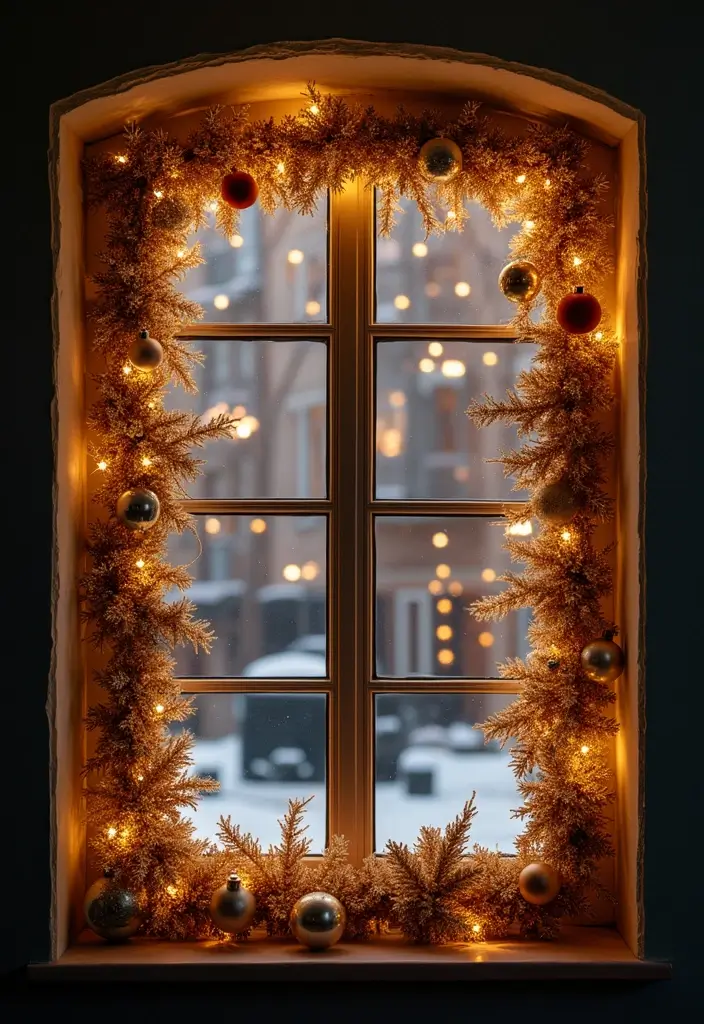 window with glittery star decorations