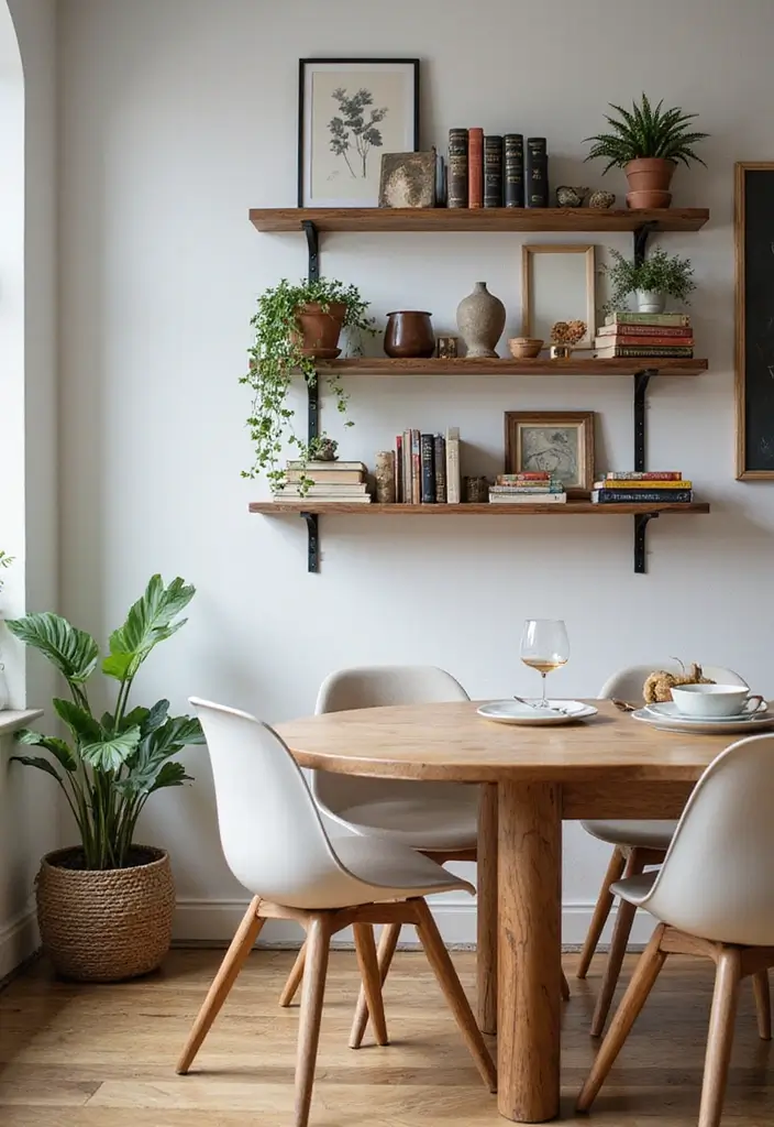 wooden shelves with plants
