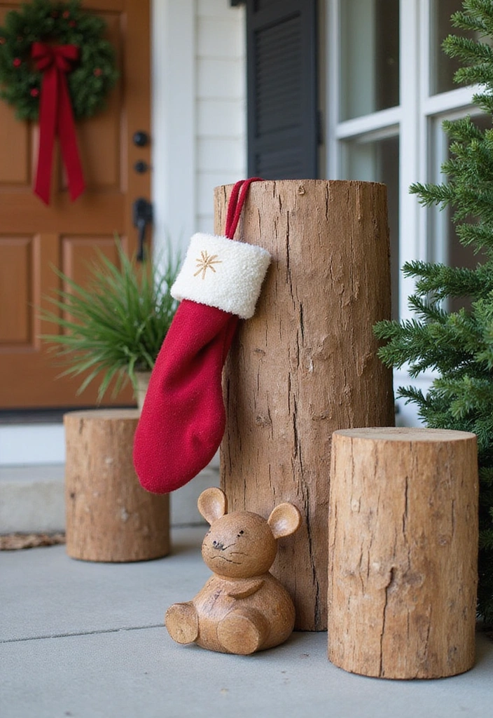 wooden stocking holder with hooks
