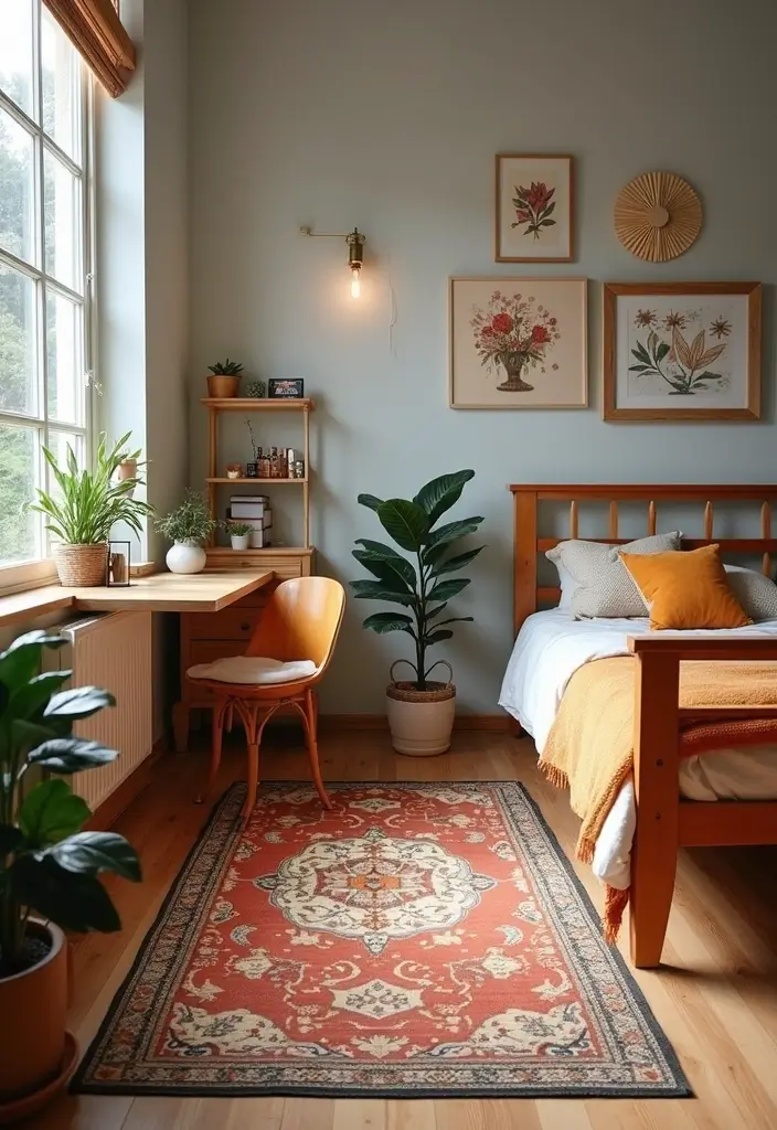 area rug adding warmth to dorm floor