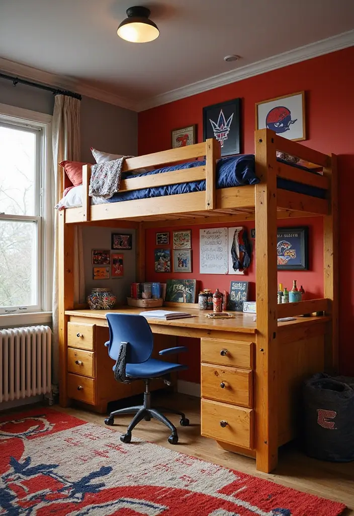 athlete loft with gear and mat