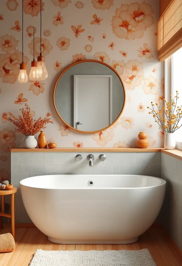 bathroom decorated with autumn towels and pumpkin scented candle