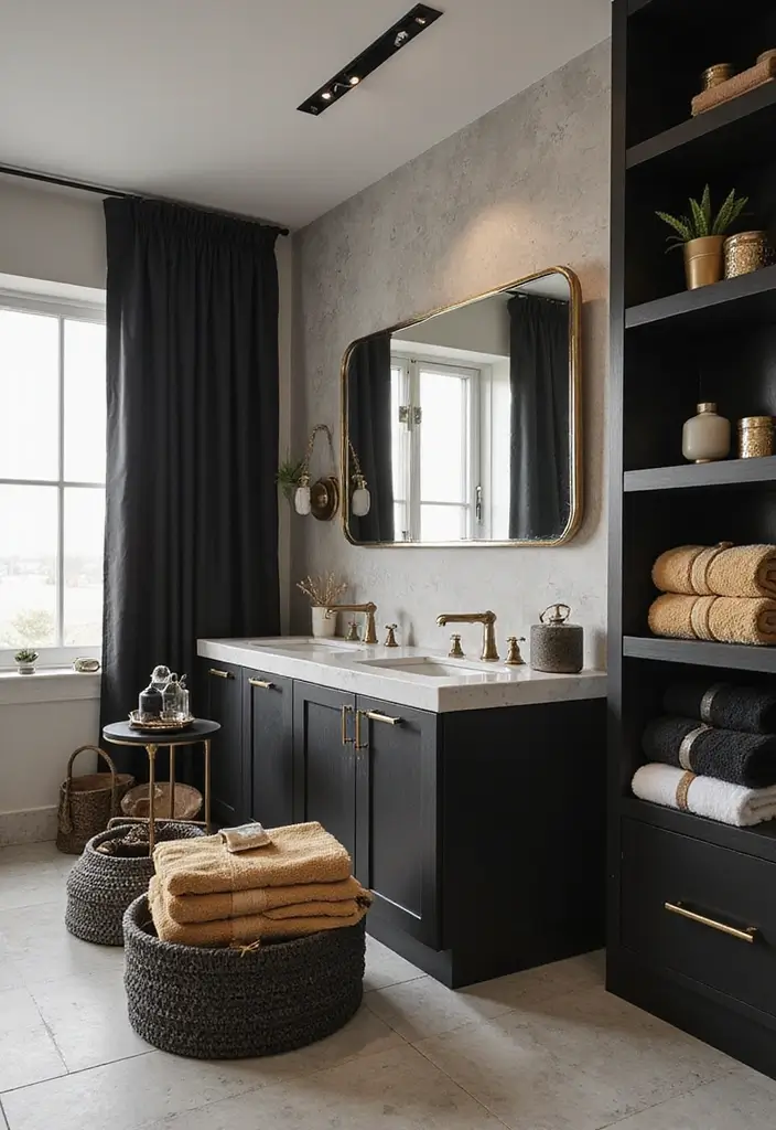 black and gold bathroom towels