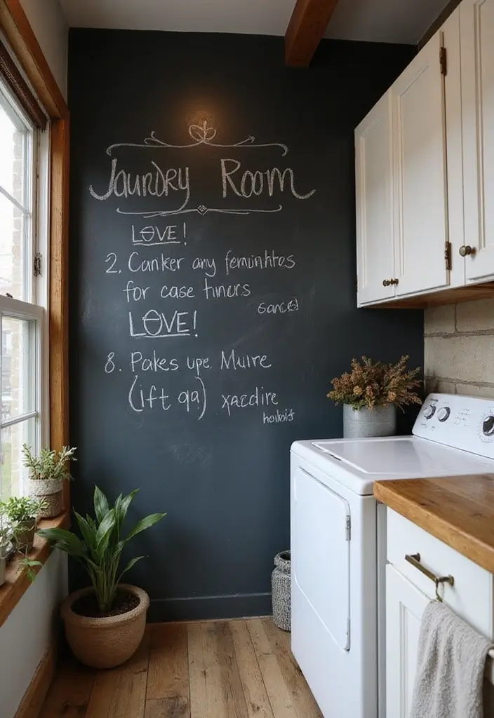 chalkboard panel with laundry notes