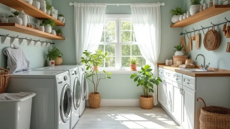 cozy organized laundry room with bright lighting and smart storage