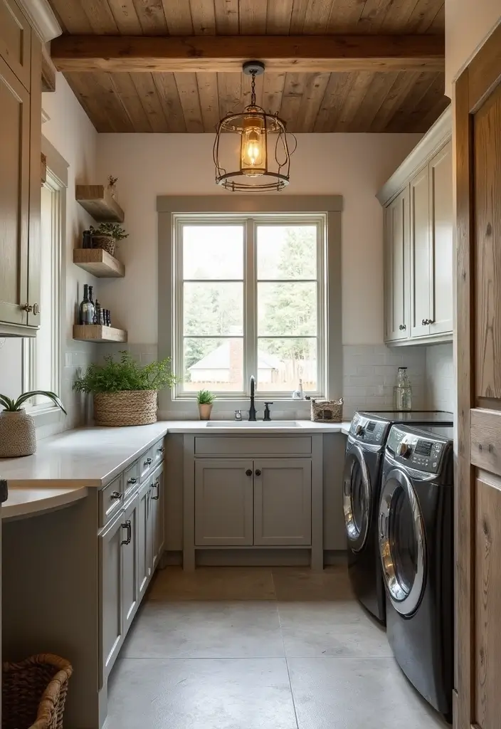 cozy rustic laundry room overview