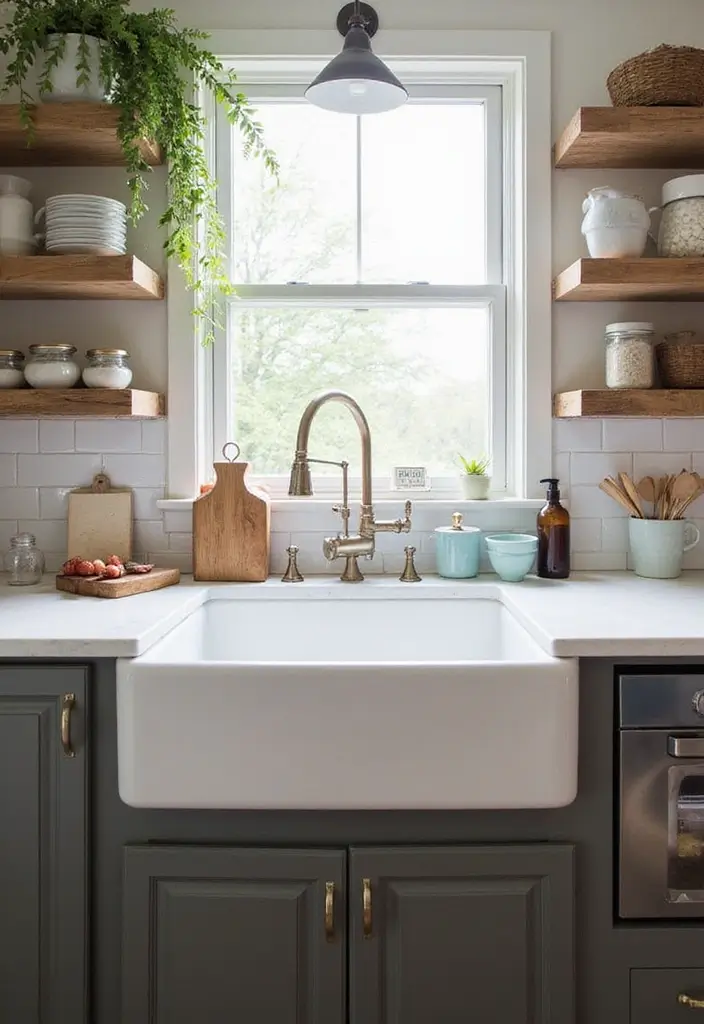 deep apron front sink in rustic laundry