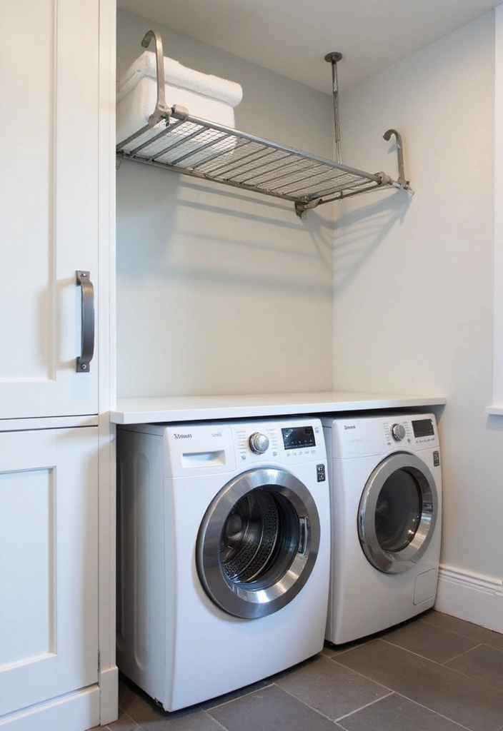 fold away wall drying rack with clothes