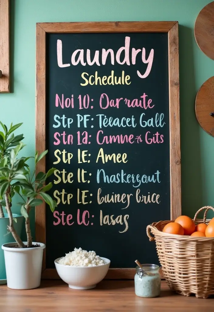 framed chalkboard with cute laundry doodles