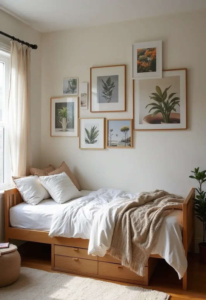 gallery loft with photos on wall