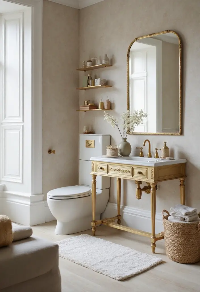gold accent bathroom furniture