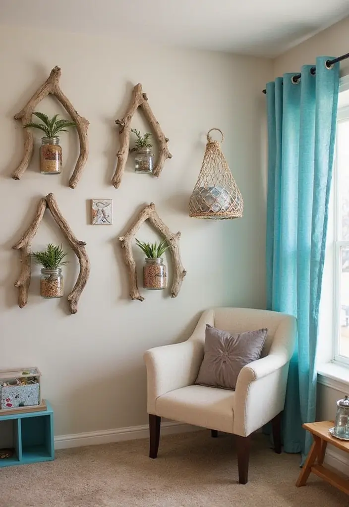 mason jar lantern with sand and rope