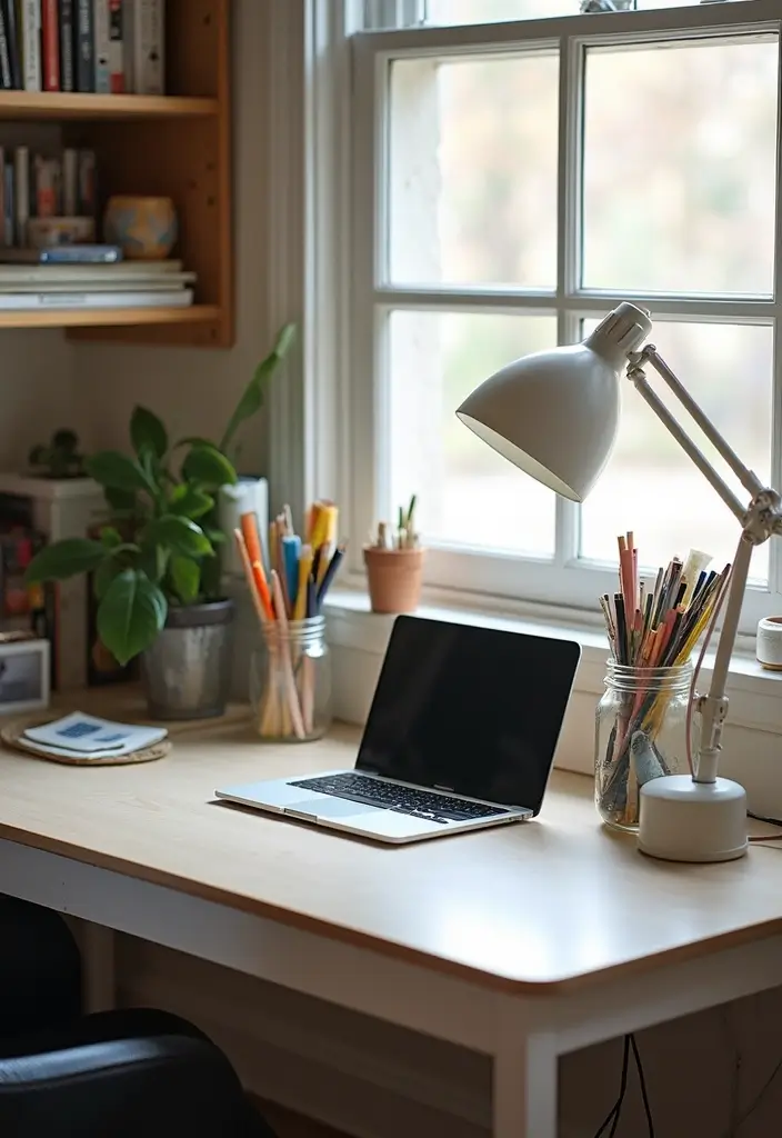 organized desk with diy holders