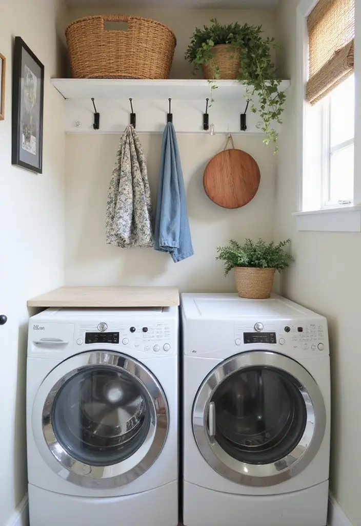 pretty wall hooks holding bags and towels