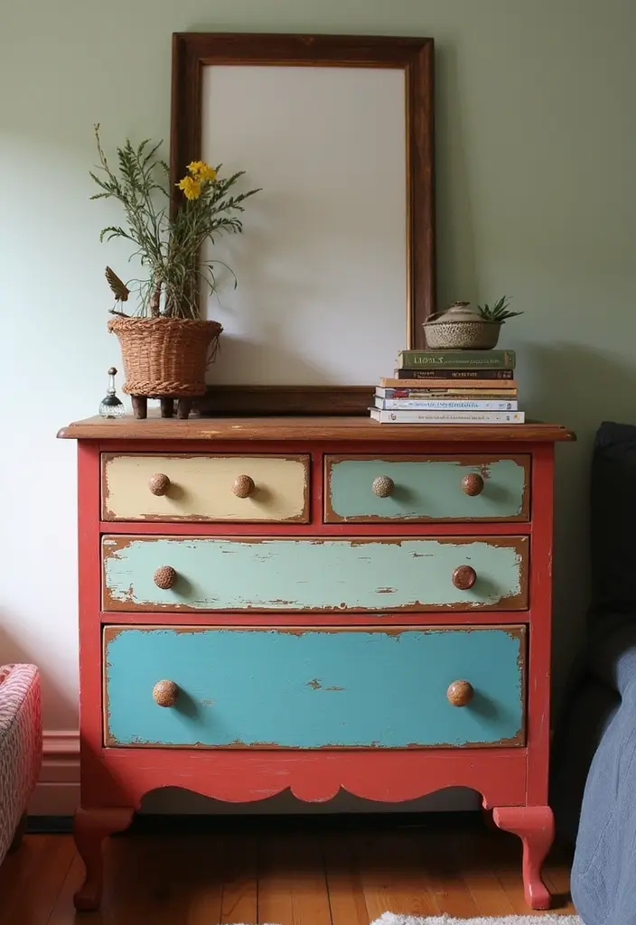 refreshed antique dresser with new paint and hardware