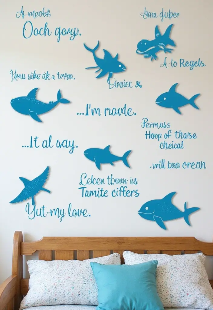 sea creature decals above bed