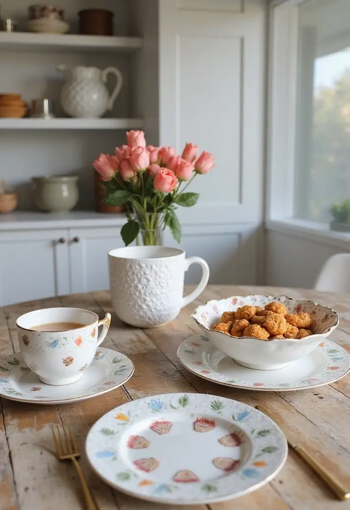 shell plate and ocean mug on desk
