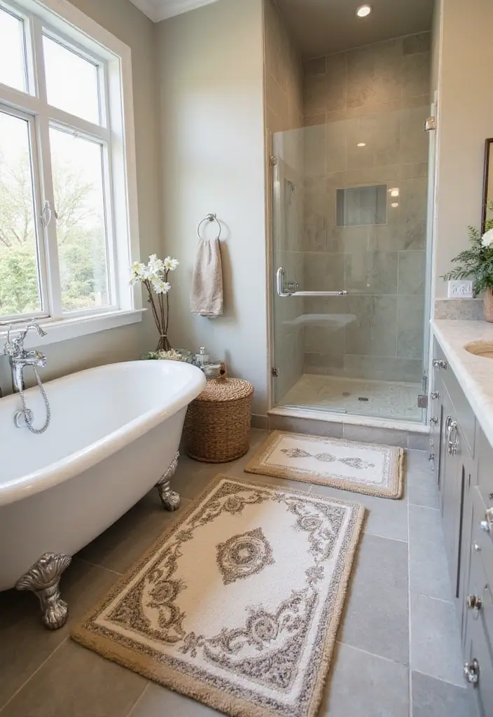 soft vintage style bath mat in bathroom