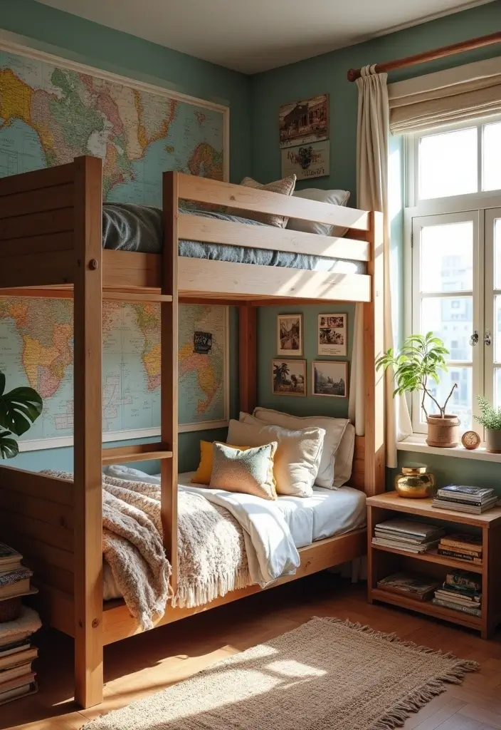 travel loft with map and souvenirs