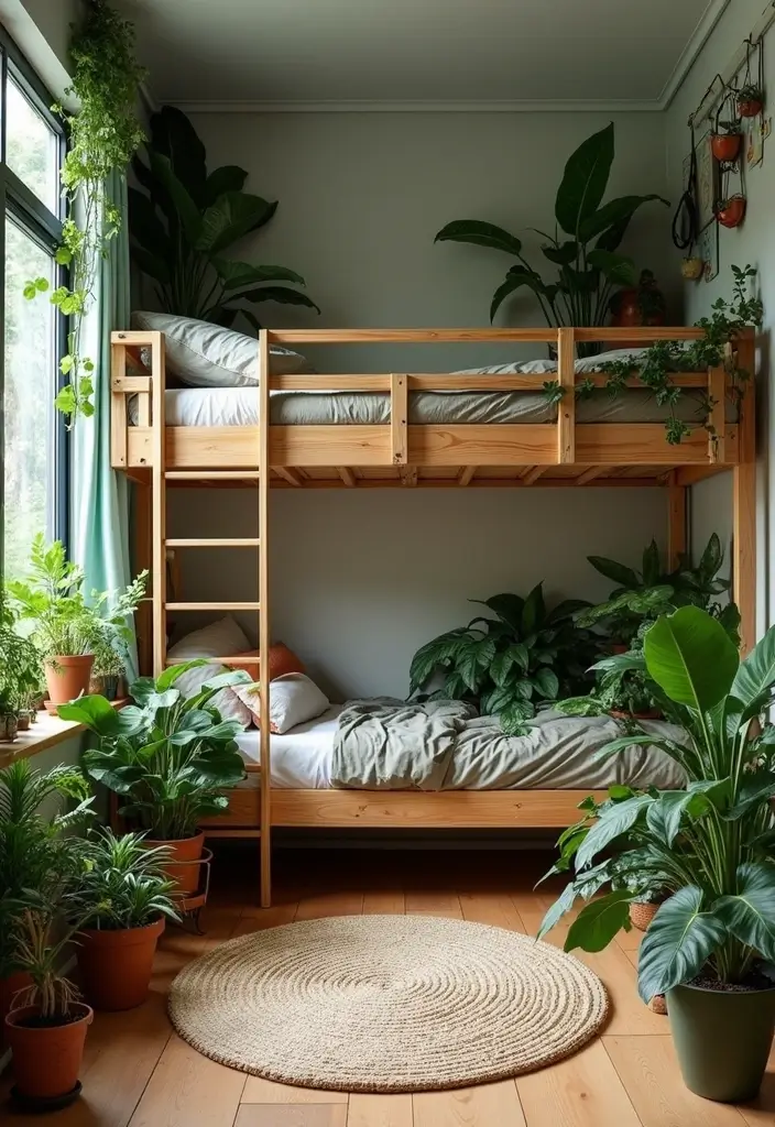 urban jungle loft with hanging plants