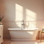 vintage bathroom decor with classic tub and plants