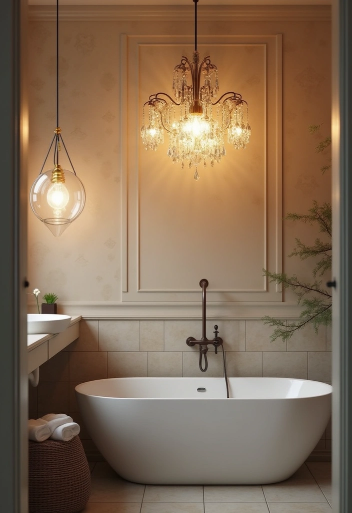 vintage brass bathroom lights with warm glow