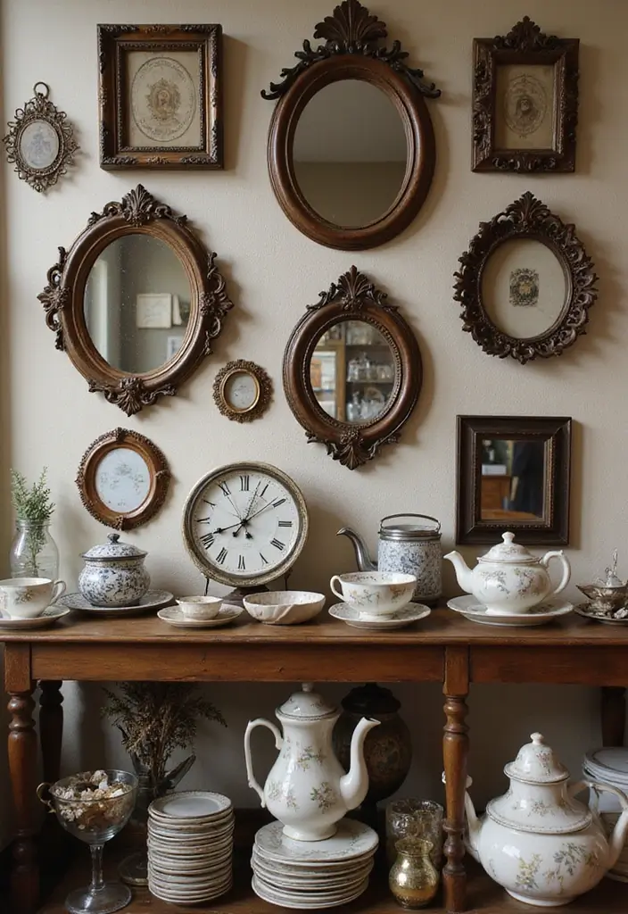 vintage gold mirror and ornate picture frames