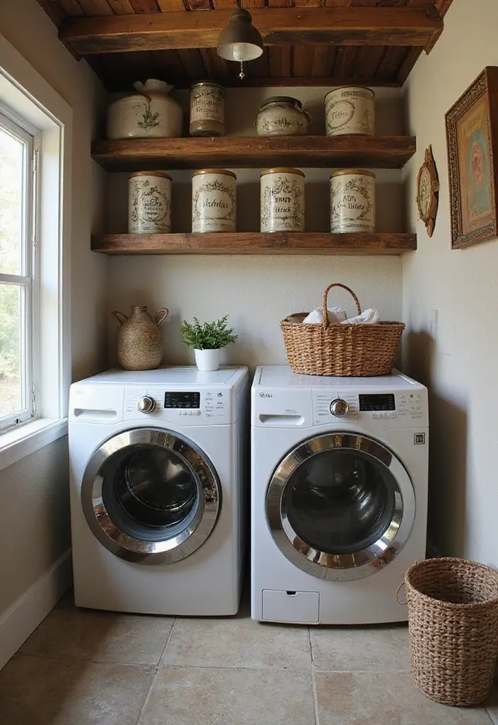 vintage metal tins on shelf