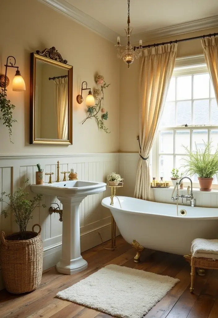 vintage style bathroom with soft lighting