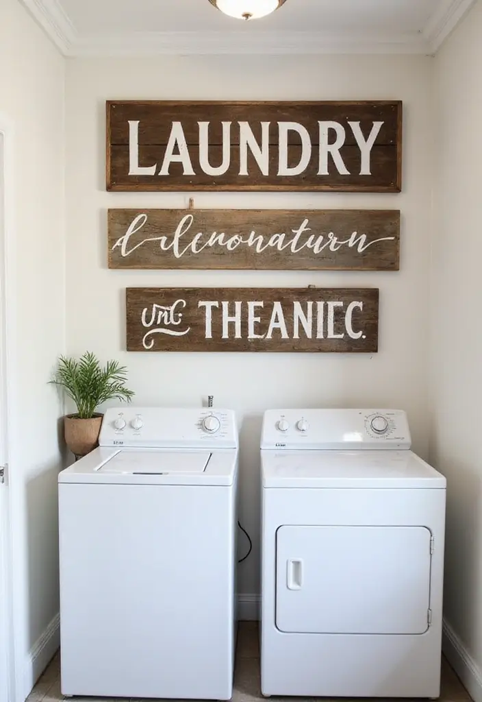 wood sign saying wash dry fold