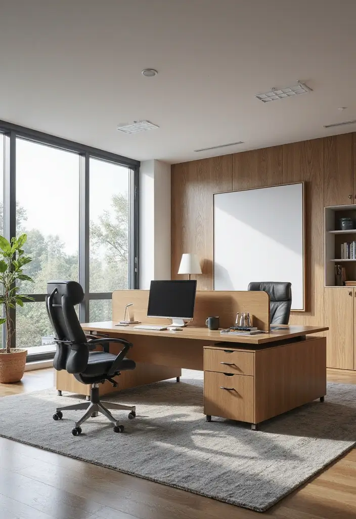 adjustable desk and modular furniture in modern home office
