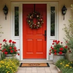 apartment front door decor setup