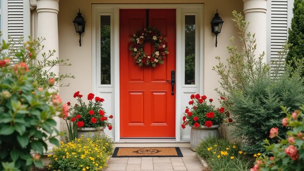 apartment front door decor setup