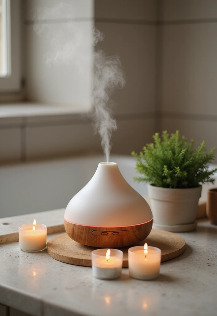 aromatherapy candles and oils in bathroom